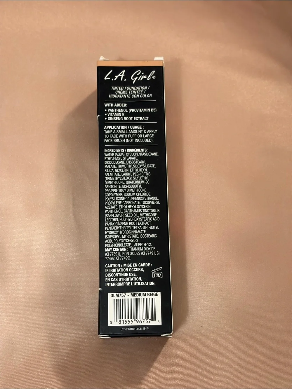 L.A. Girl Tinted Foundation GLM757 Medium Beige 1 oz Hydrating Natural Finish